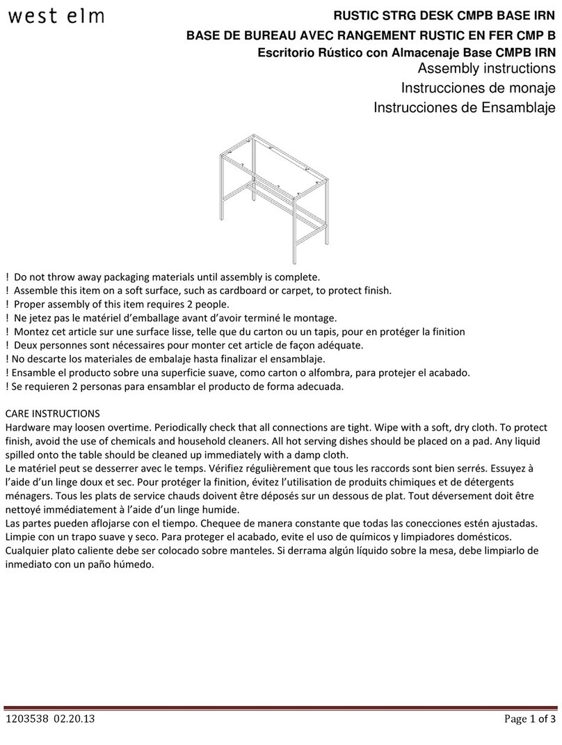 West Elm RUSTIC STRG DESK CMPB BASE IRN Assembly instructions West Elm RUSTIC STRG DESK CMPB BASE IRN Assembly instructions