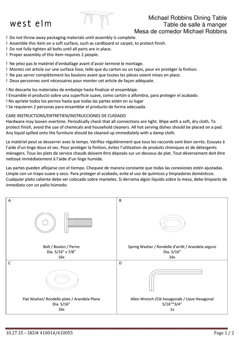 West Elm Michael Robbins Dining Table 410014 User manual