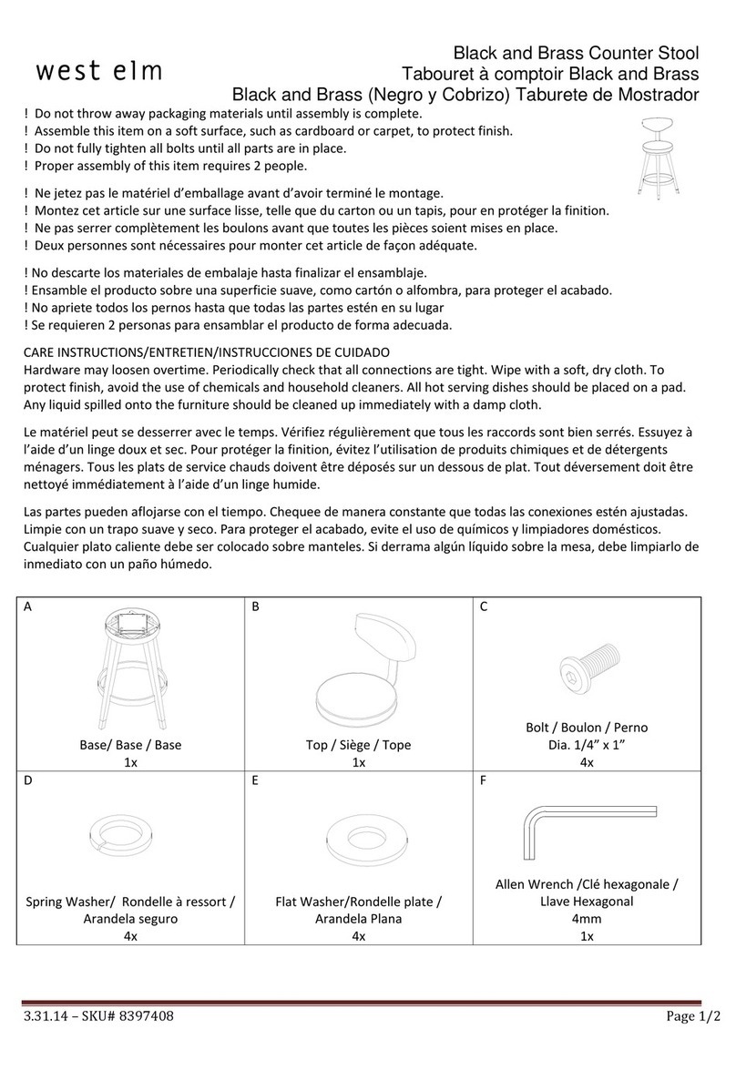 West Elm Black and Brass Counter Stool 8397408 Assembly instructions