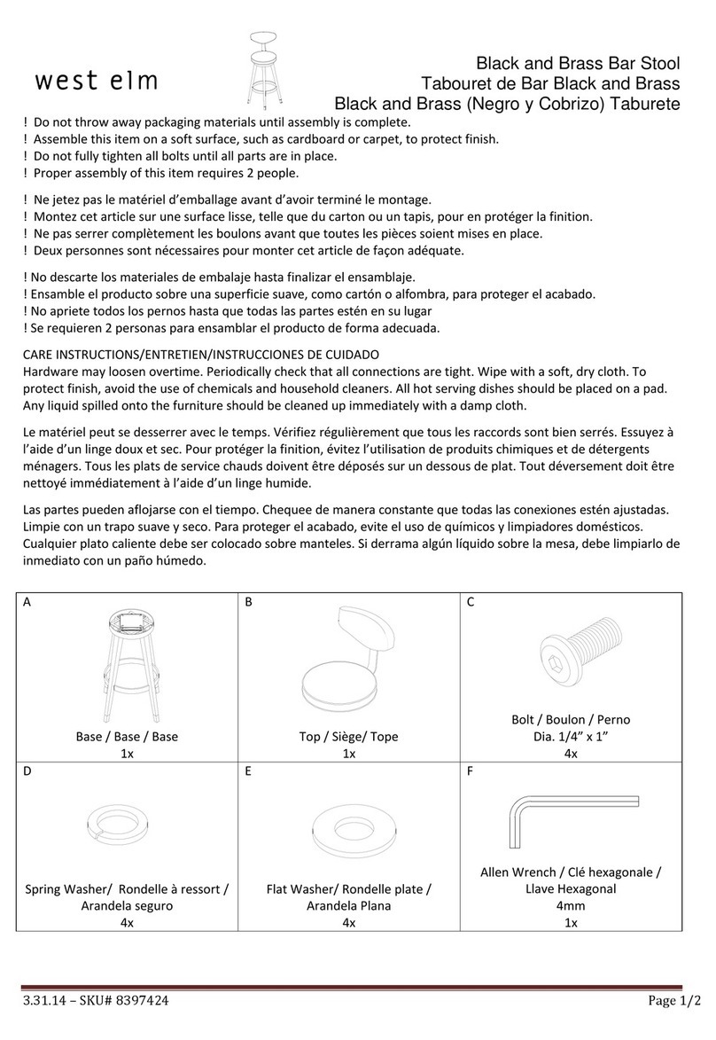 West Elm Black and Brass Bar Stool 8397424 User manual