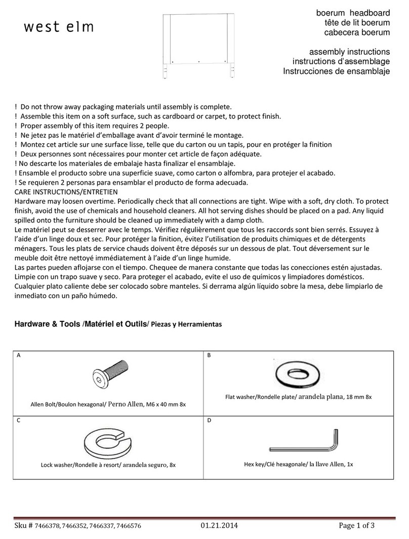 West Elm Boerum headboard 7466378 User manual