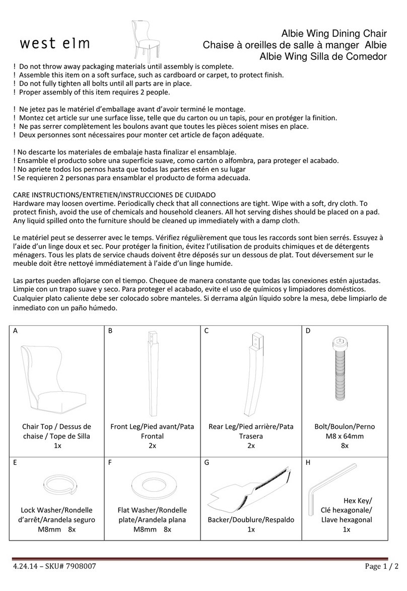 West Elm Albie Wing Dining Chair 7908007 User manual West Elm Albie Wing Dining Chair 7908007 User manual