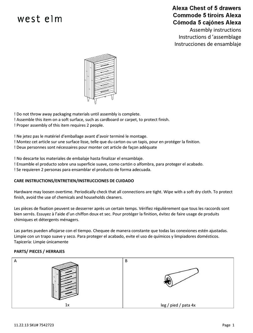 West Elm Alexa Chest of 5 drawers 7542723 User manual