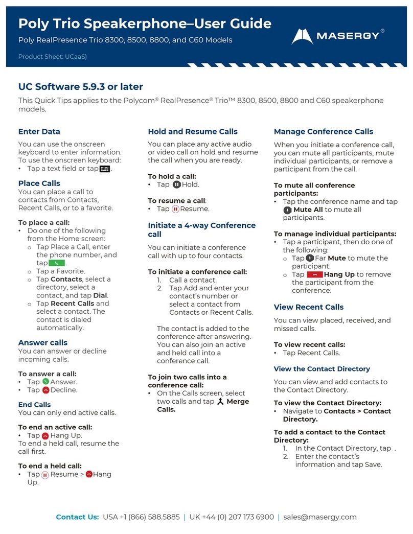 Masergy Poly RealPresence Trio 8300 User manual