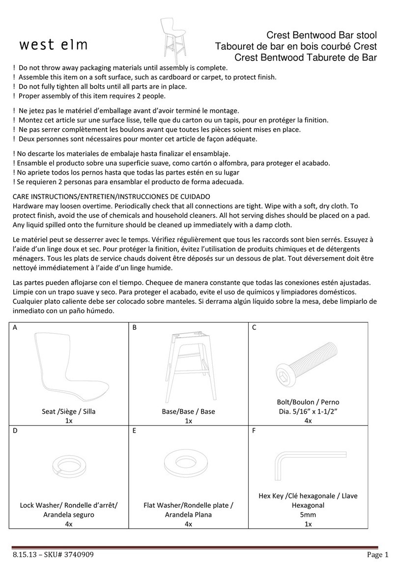 West Elm Crest Bentwood Bar stool 3740909 User manual