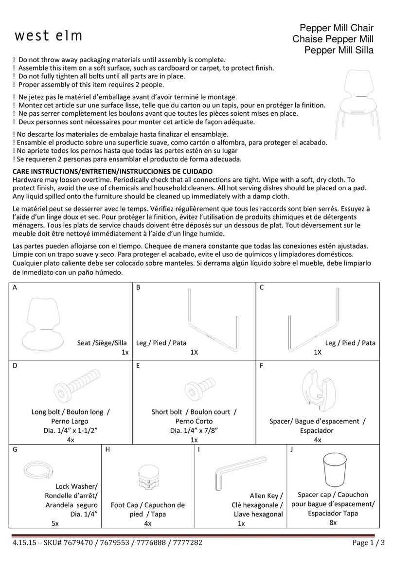 West Elm Pepper Mill Chair 7679470 User manual