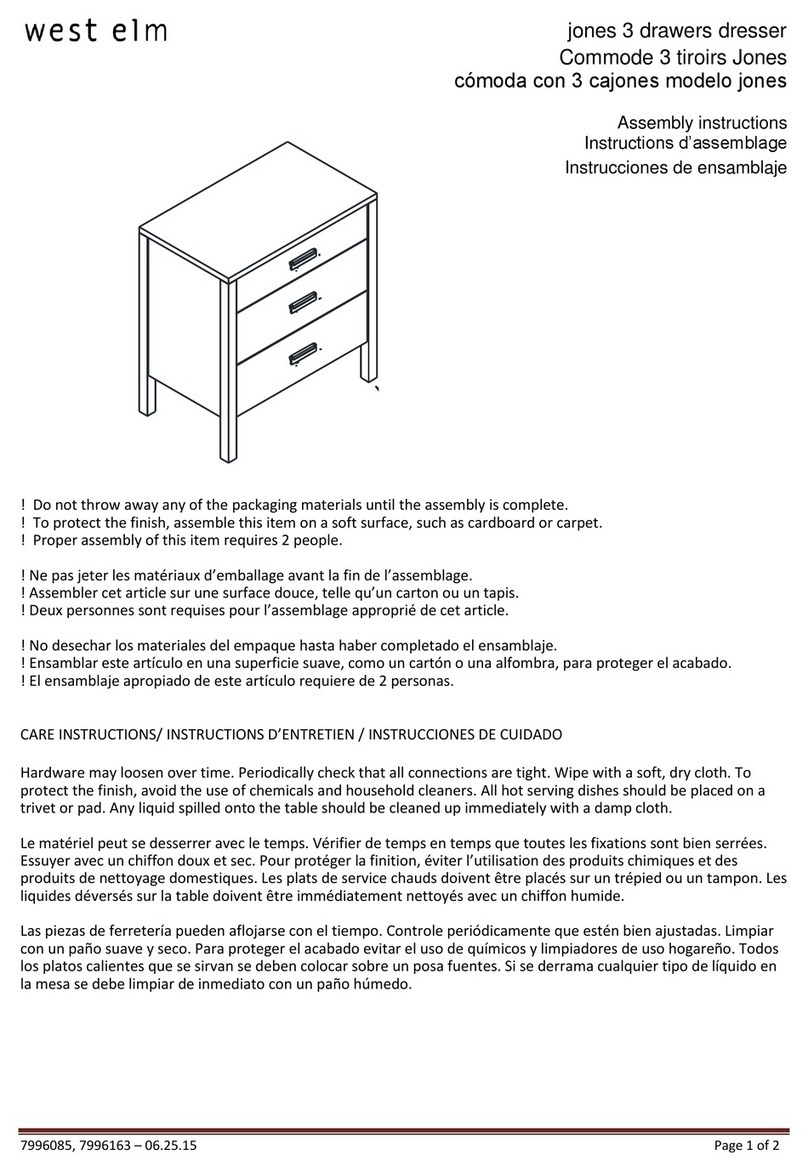 West Elm Jones 3 drawers dresser 7996085 User manual West Elm Jones 3 drawers dresser 7996085 User manual