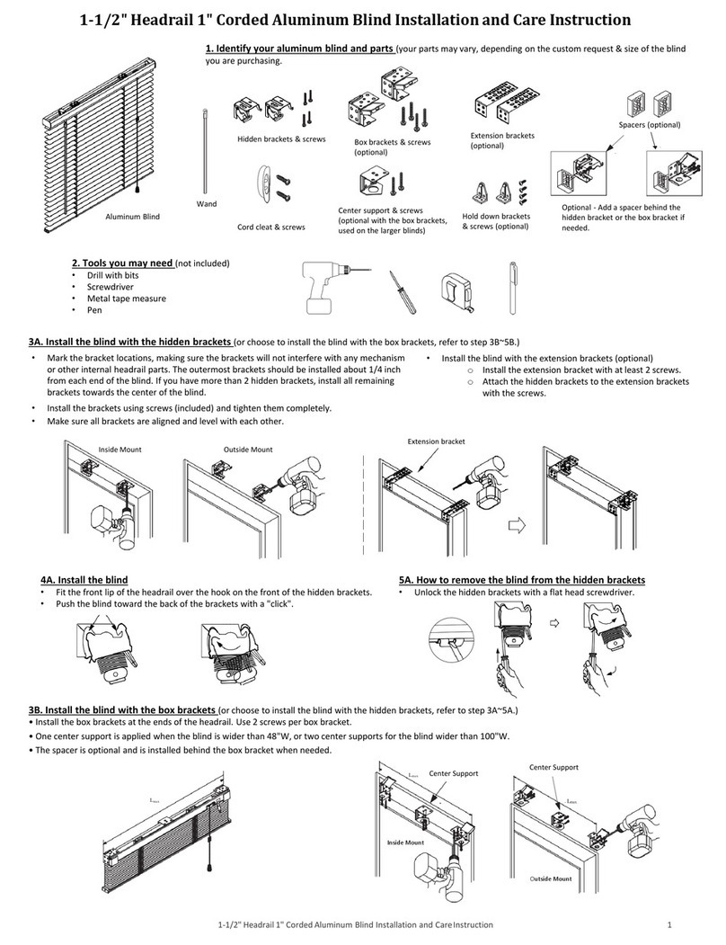 Rich View 1-1/2" Headrail 1" Corded Aluminum Blind Installation guide