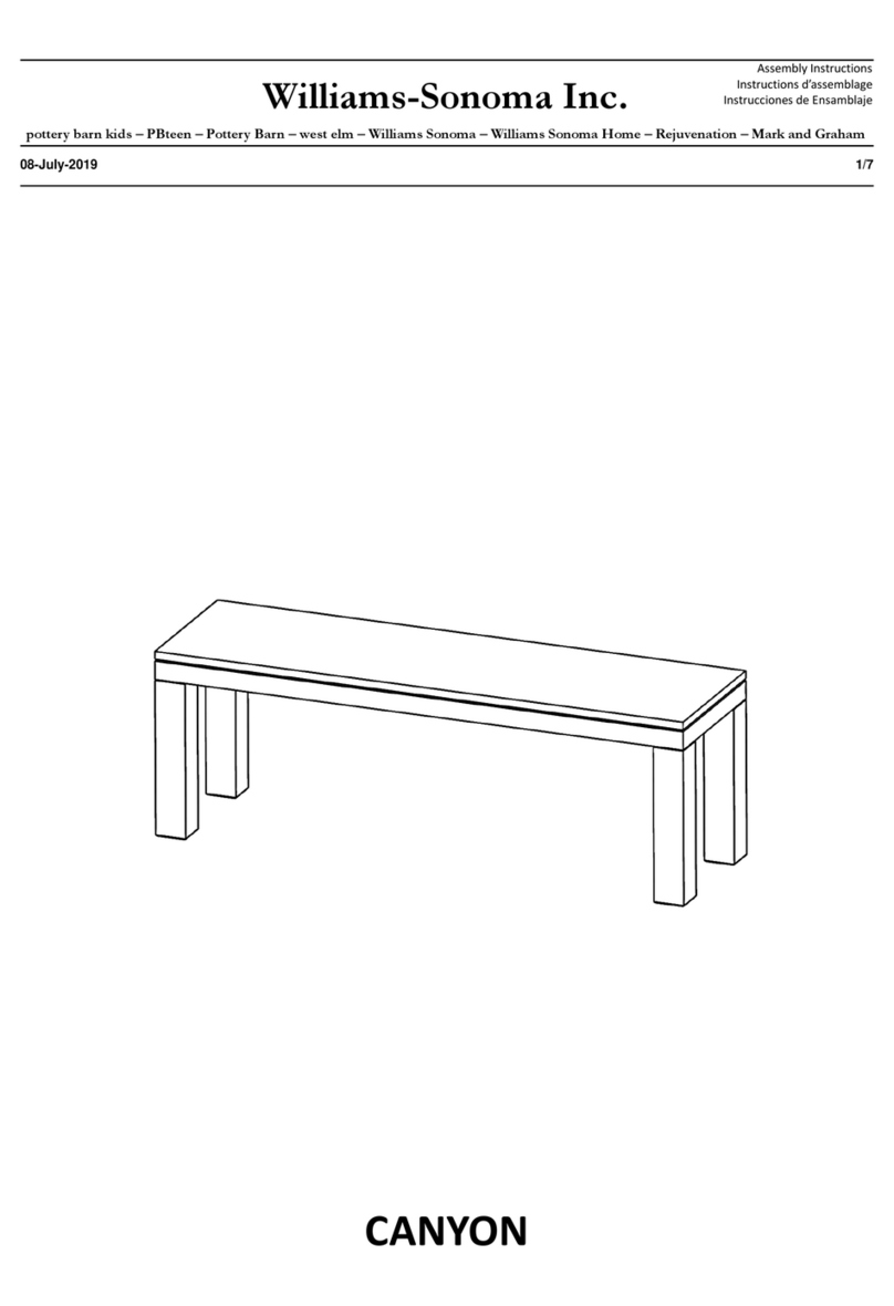 Williams-Sonoma Canyon Dining Bench User manual Williams-Sonoma Canyon Dining Bench User manual