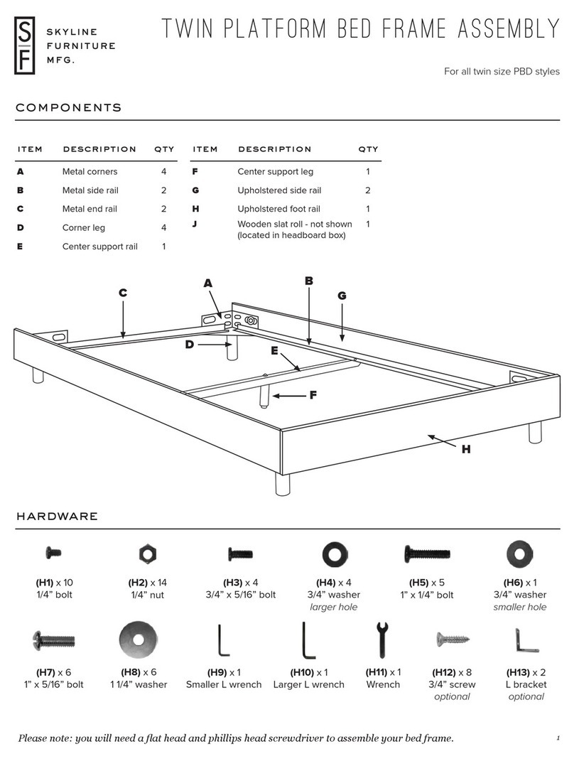 Skyline Furniture Twin Platform bed frame PBD Assembly instructions