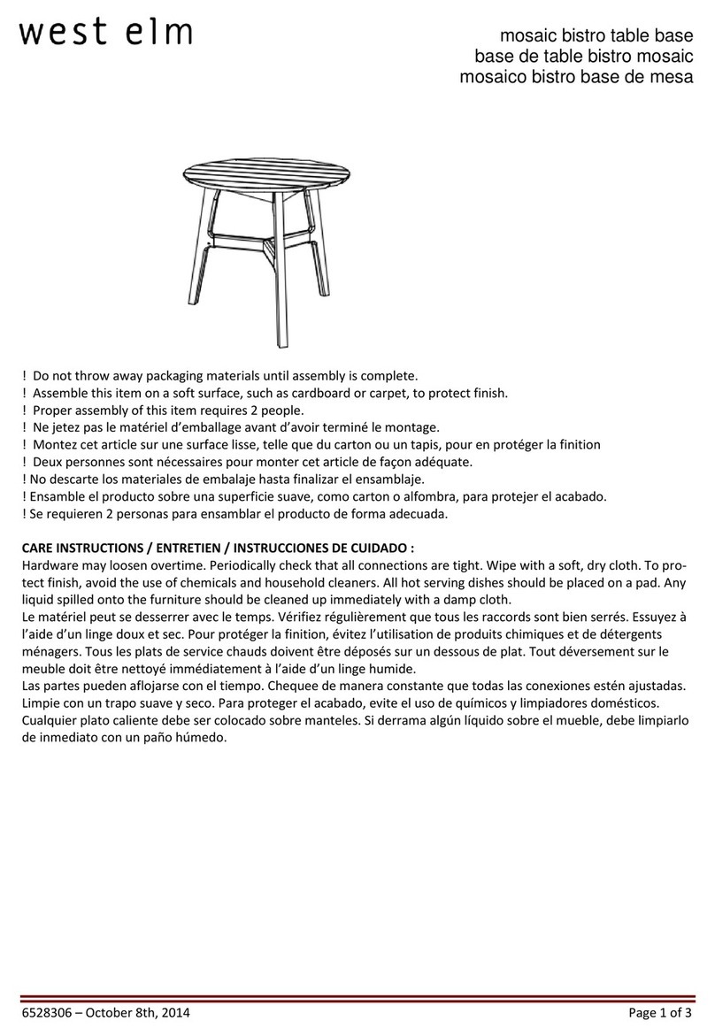 West Elm Mosaic bistro table base 6528306 User manual West Elm Mosaic bistro table base 6528306 User manual