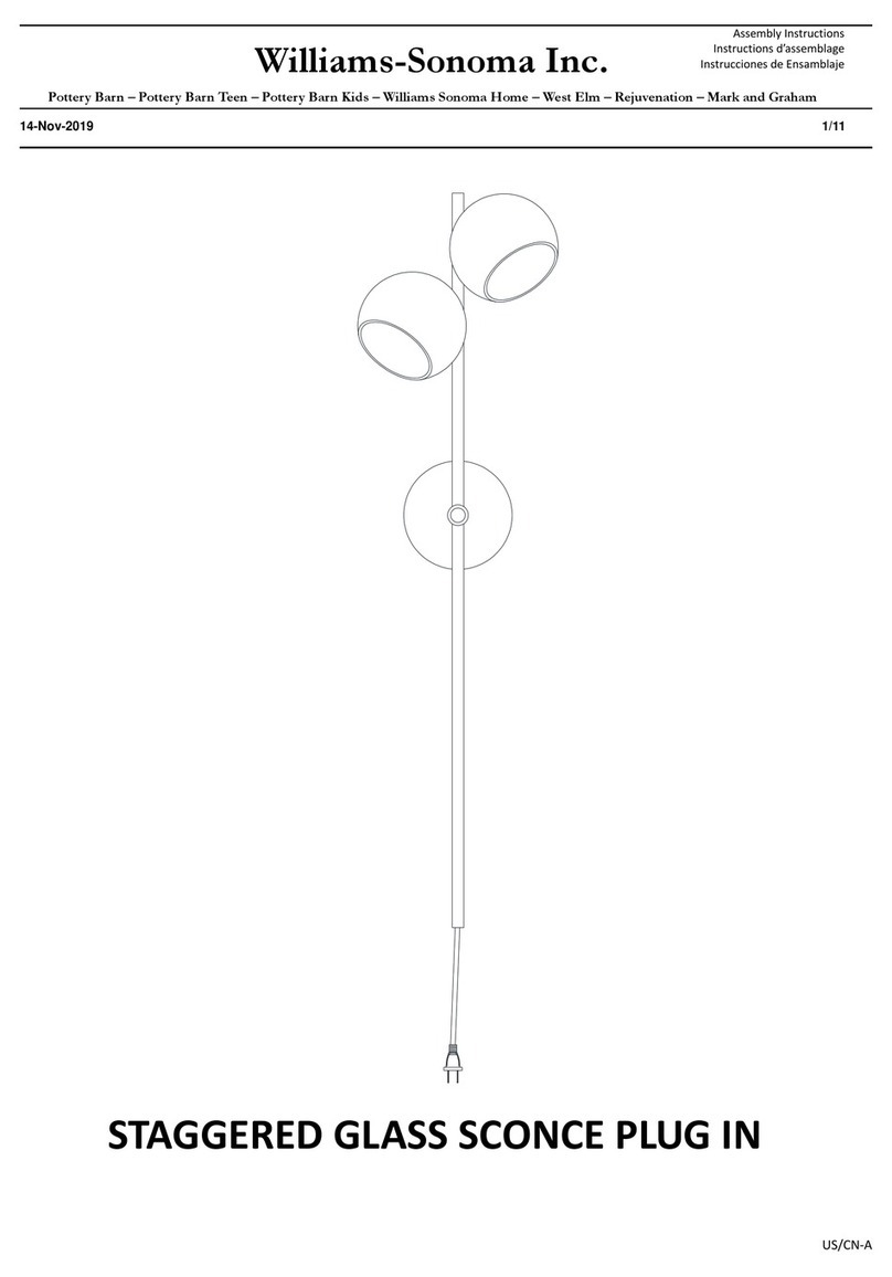 Williams-Sonoma STAGGERED GLASS SCONCE PLUG IN Assembly instructions Williams-Sonoma STAGGERED GLASS SCONCE PLUG IN Assembly instructions