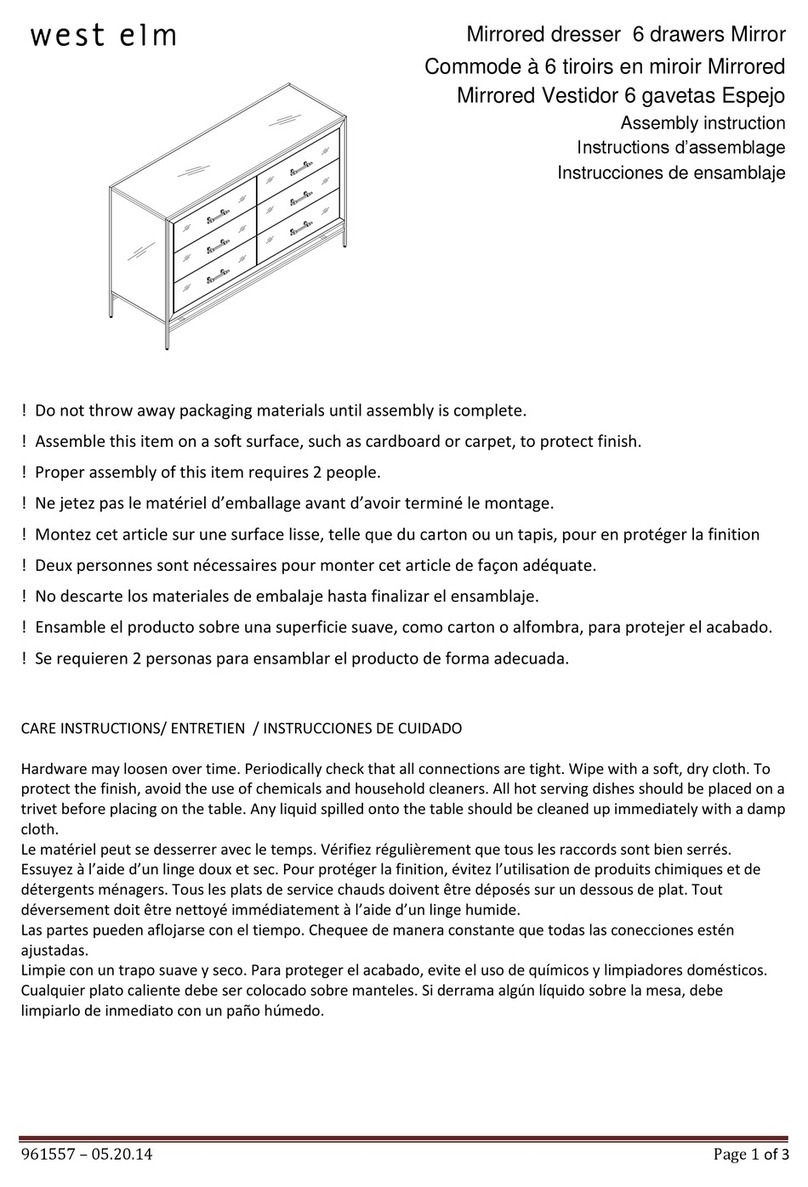 West Elm Mirrored dresser 6 drawers Mirror 961557 User manual West Elm Mirrored dresser 6 drawers Mirror 961557 User manual