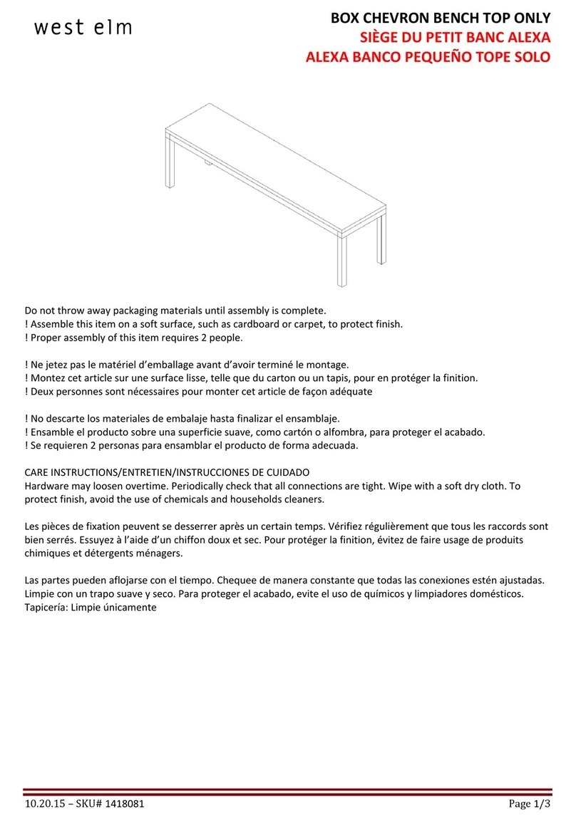 West Elm BOX CHEVRON BENCH TOP ONLY 1418081 User manual West Elm BOX CHEVRON BENCH TOP ONLY 1418081 User manual