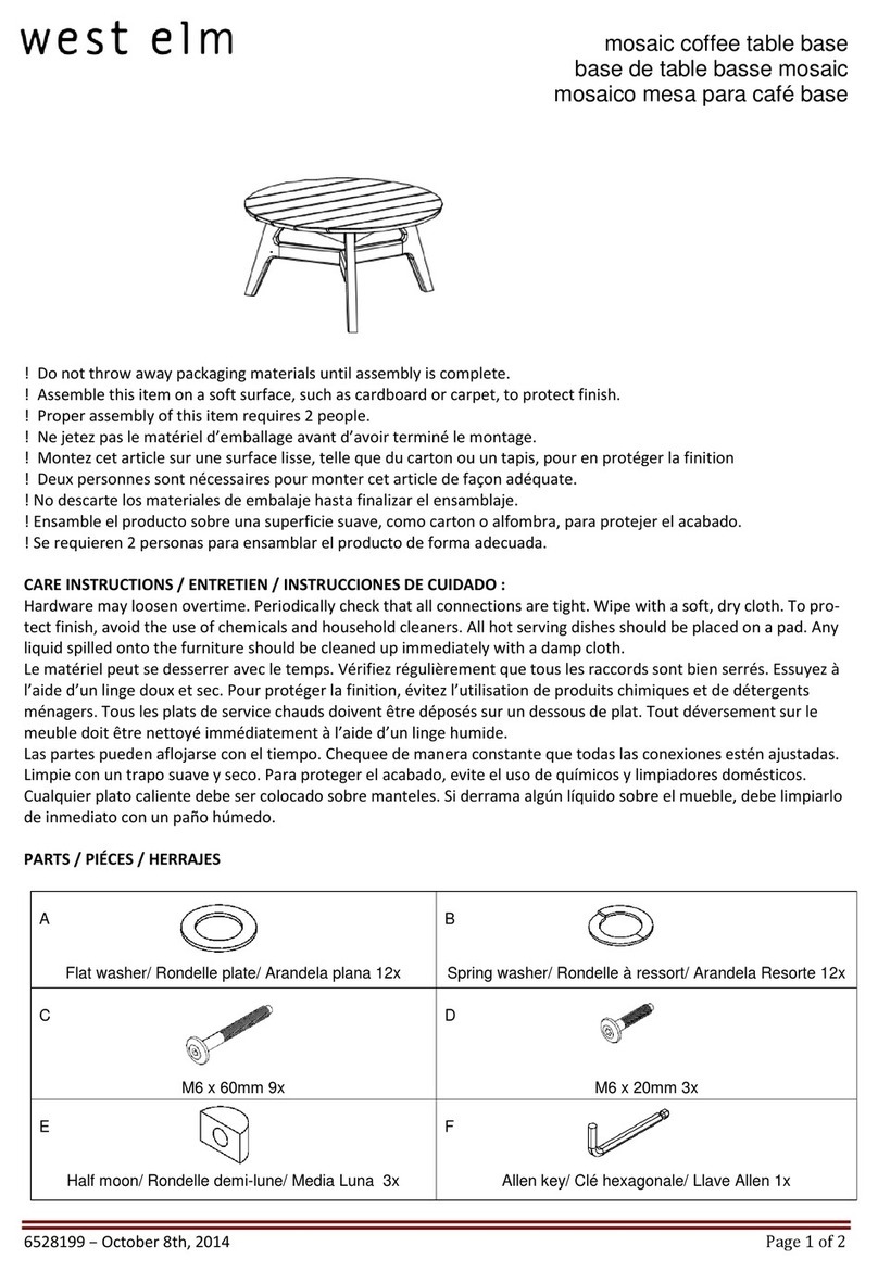 West Elm Mosaic coffee table base 6528199 User manual