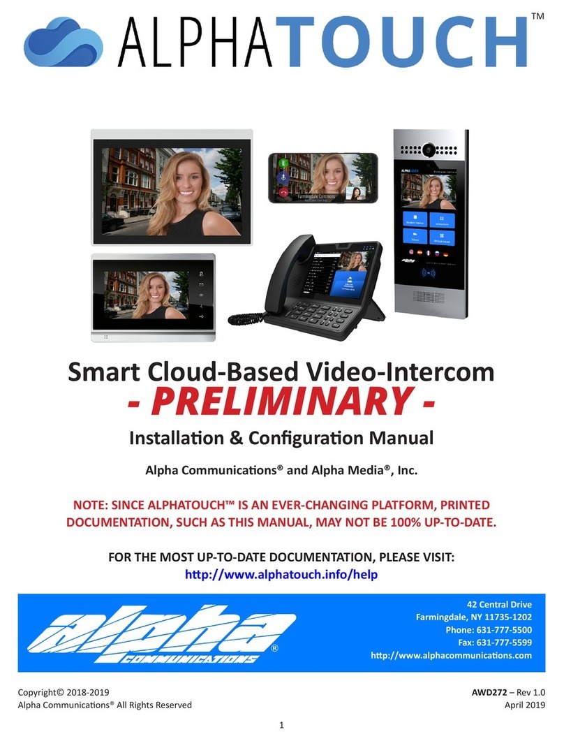 Alpha Communications AlphaTouch Installation & configuration manual Alpha Communications AlphaTouch Installation & configuration manual