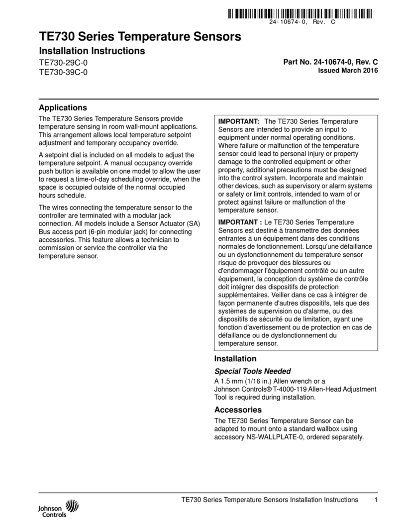 Johnson Controls TE730 Series installation instructions