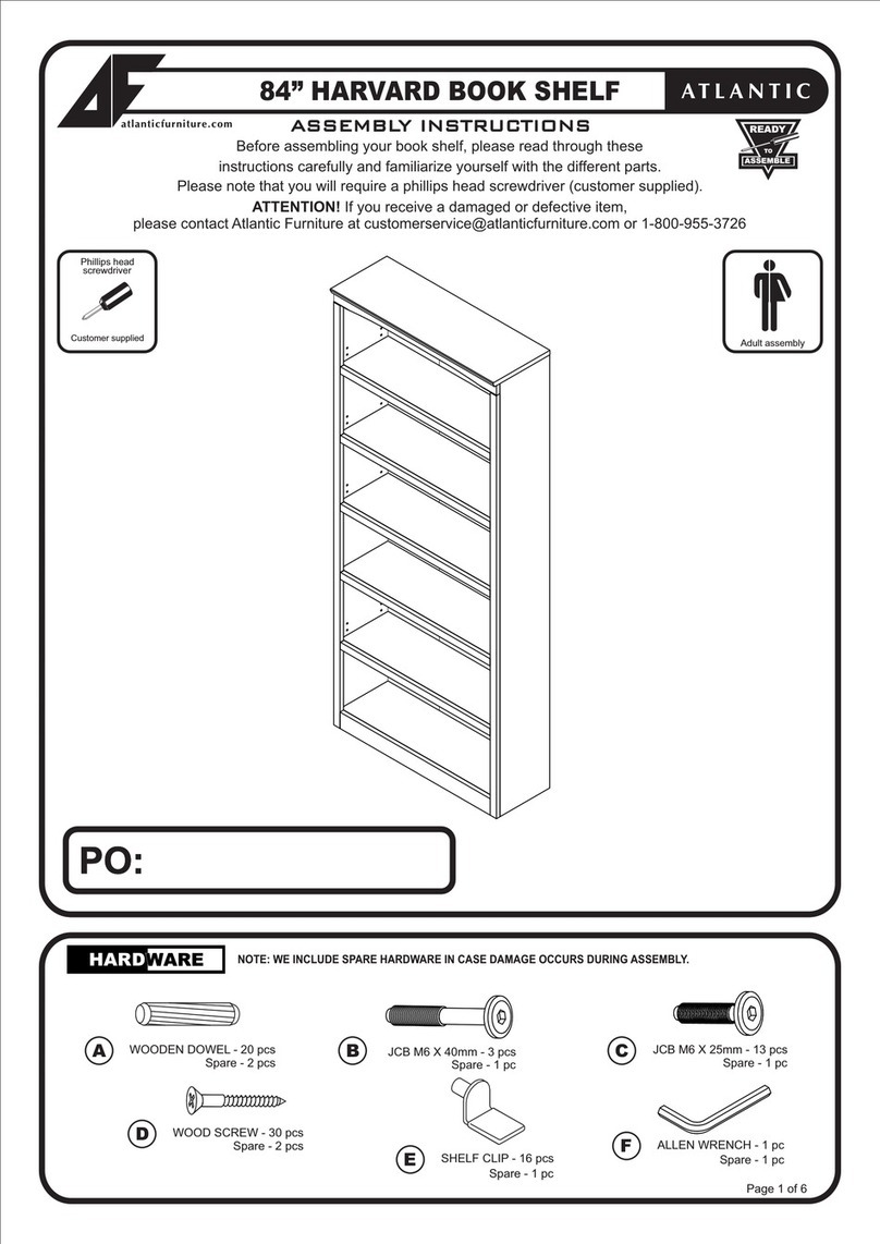 Atlantic Furniture 84” HARVARD BOOK SHELF Assembly instructions