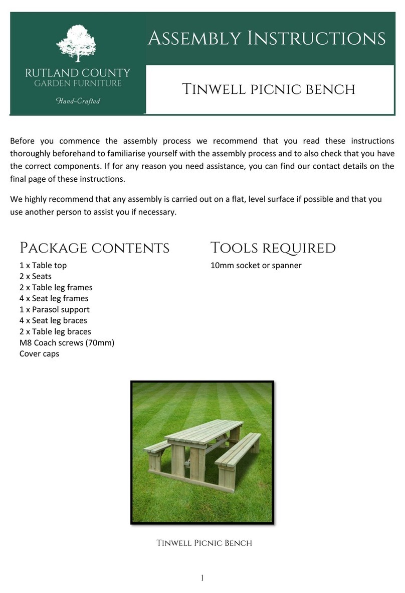 Rutland County Tinwell Picnic Bench Assembly instructions