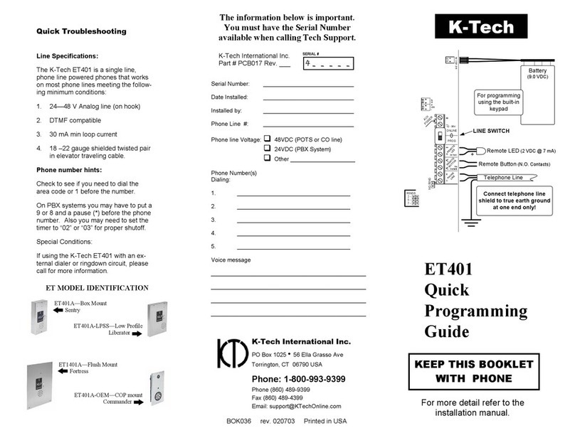 K-Tech ET401 Quick programming guide