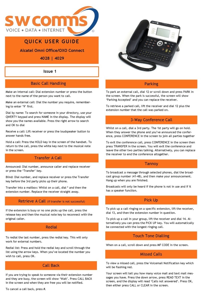 Alcatel Omni Office/OXO Connect 4028 Quick user guide
