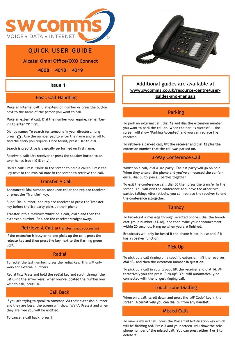 Alcatel Omni Office/OXO Connect 4008 Instruction manual
