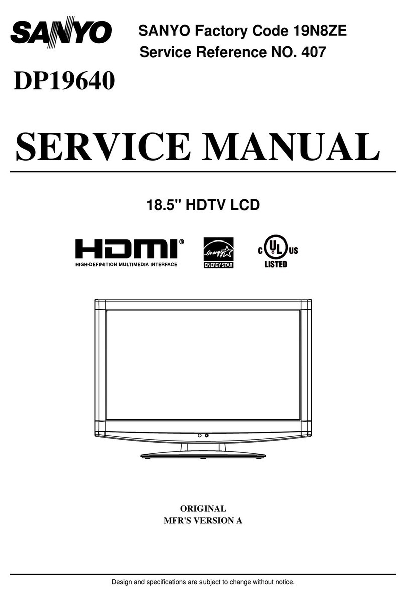 Sanyo DP19640 - 18.5" Diagonal LCD HDTV 720p User manual Sanyo DP19640 - 18.5" Diagonal LCD HDTV 720p User manual