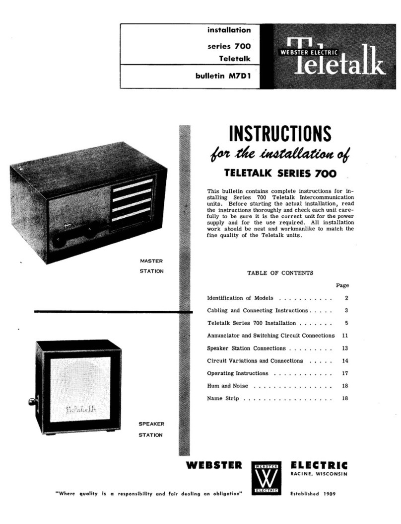 Webster Electric Teletalk 700 Series installation instructions