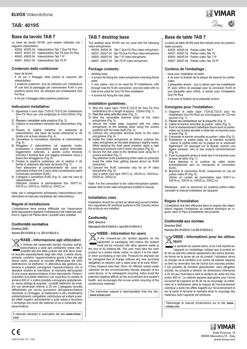 Vimar Elvox 40195 User manual