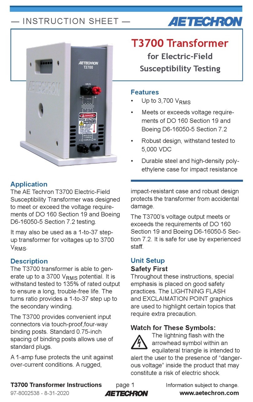 Aetechron T3700 instruction sheet