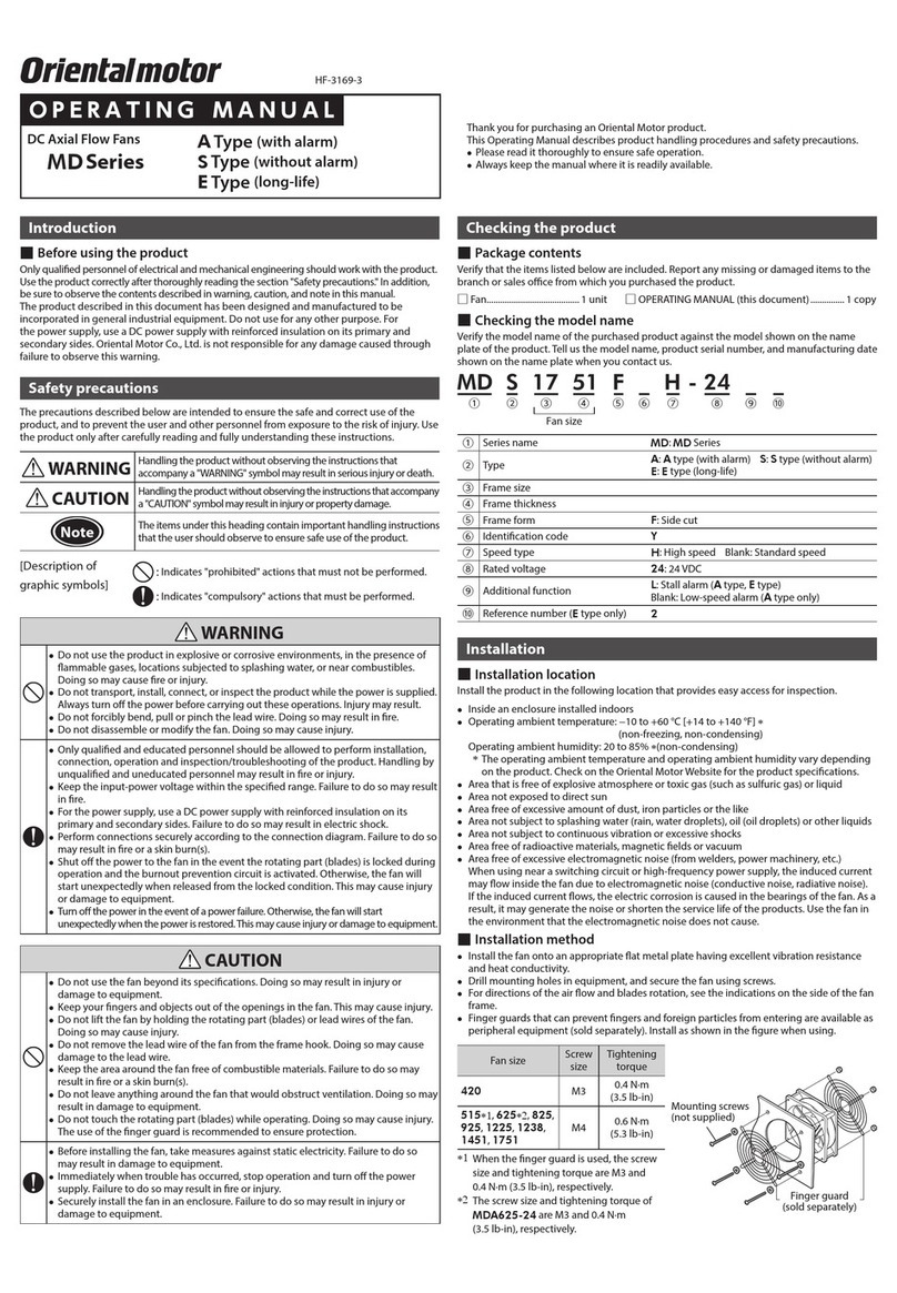 Oriental motor MD Series operating manual