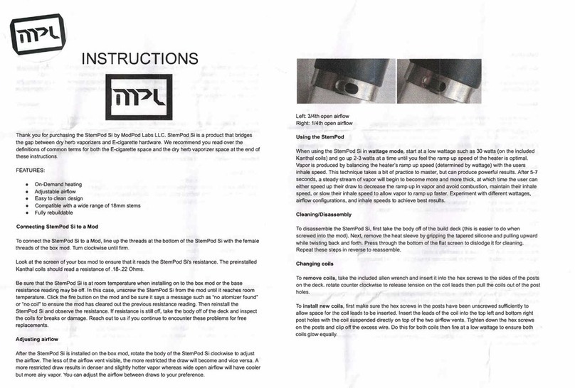 MPL StemPod Si instructions