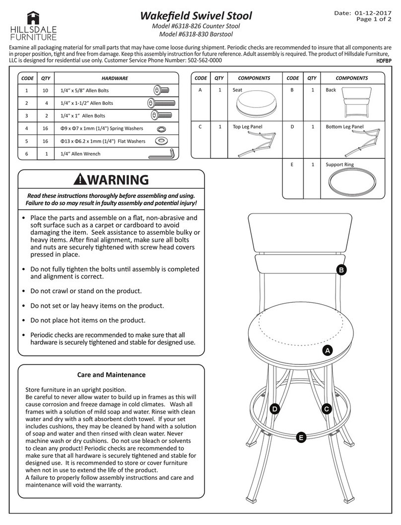Hillsdale Furniture Counter Stool 6318-826 manual