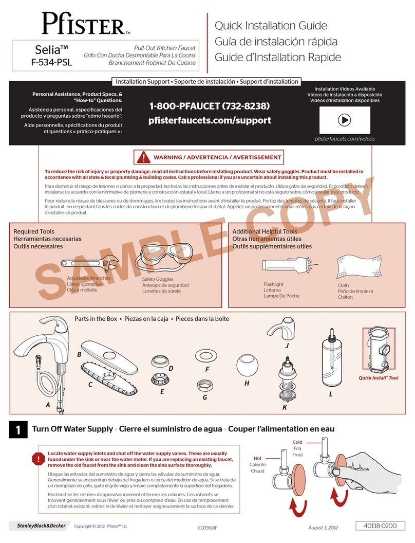 Pfister Selia F-534-PSL Quick installation guide