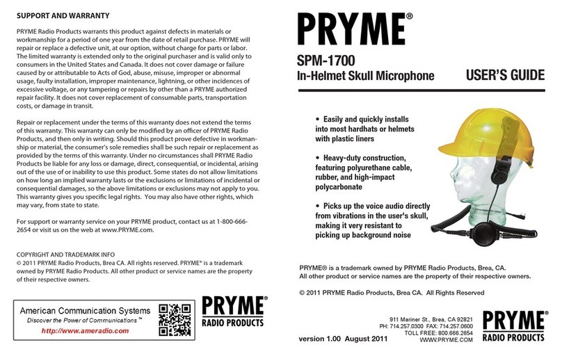 PRYME Radio Products SPM-1700 user guide PRYME Radio Products SPM-1700 user guide