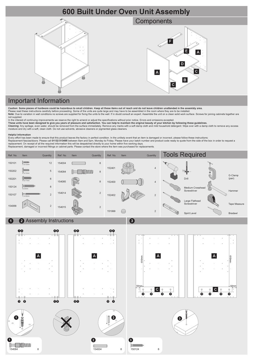 Wickes Dakota 600 Built Under Oven Unit Assembly instructions