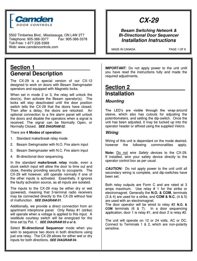 CAMDEN CX-29 installation instructions
