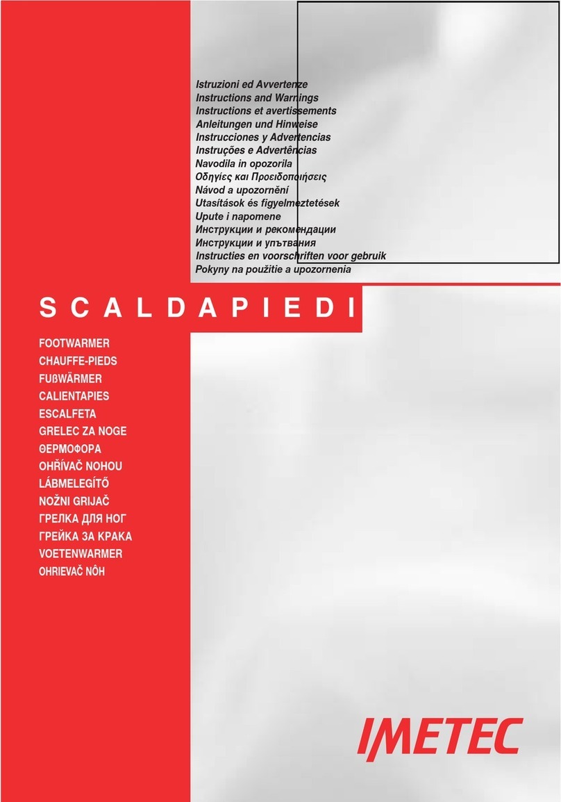 Imetec SCALDAPIEDI Instructions and warnings