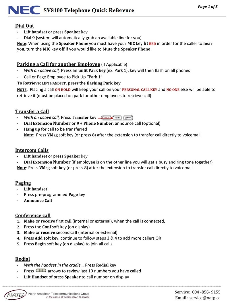 NEC Univerge SV8100 User manual