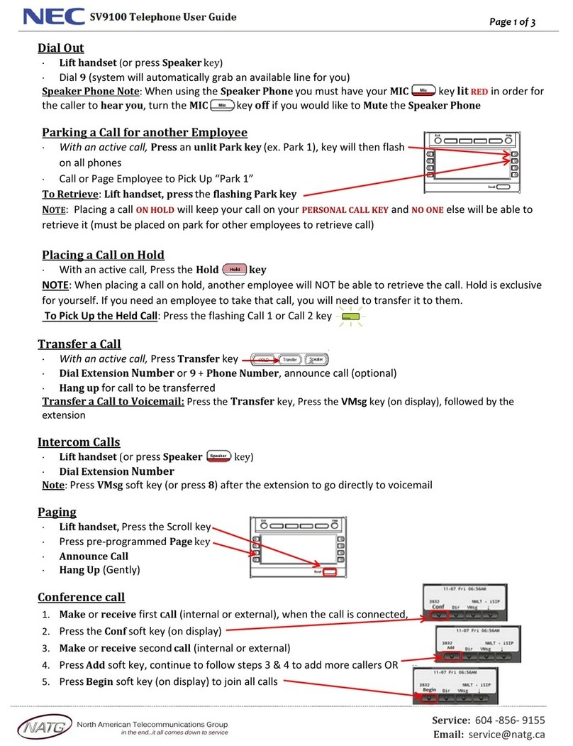 NEC Univerge SV9100 user guide