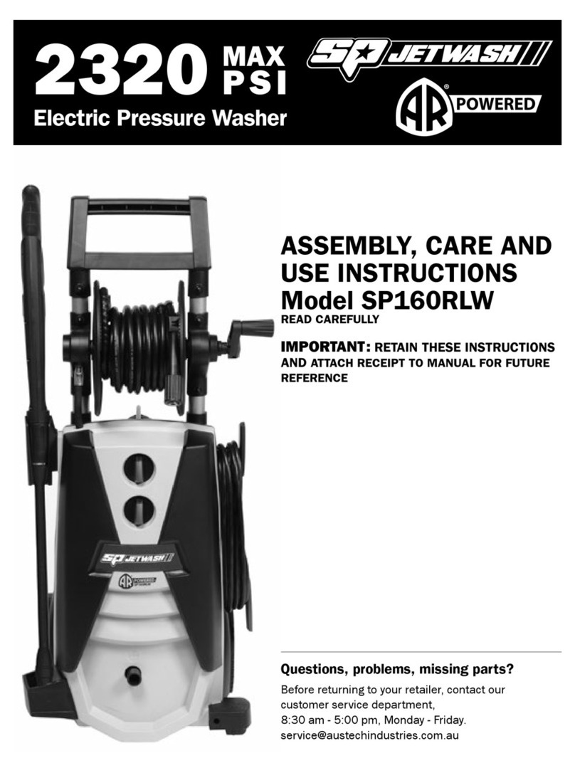 SP JETWASH SP160RLW Assembly, care and use instructions