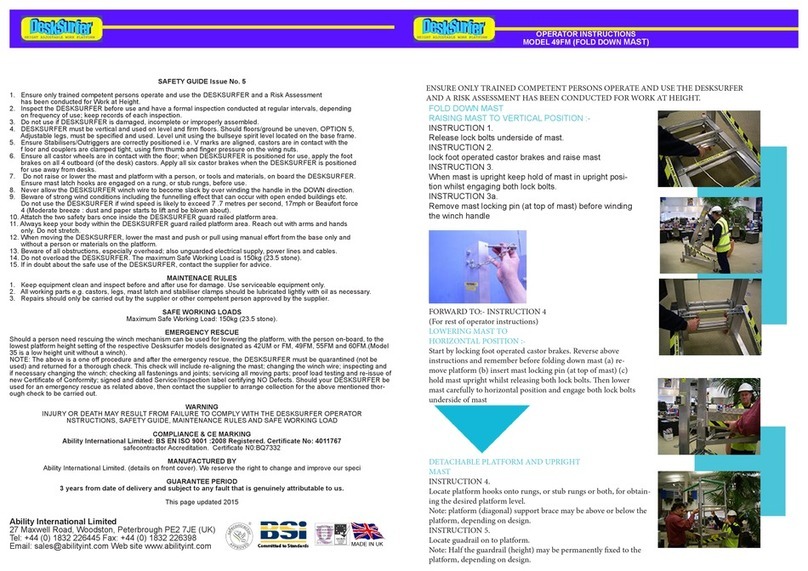 Ability DeskSurfer 49FM Operator instructions
