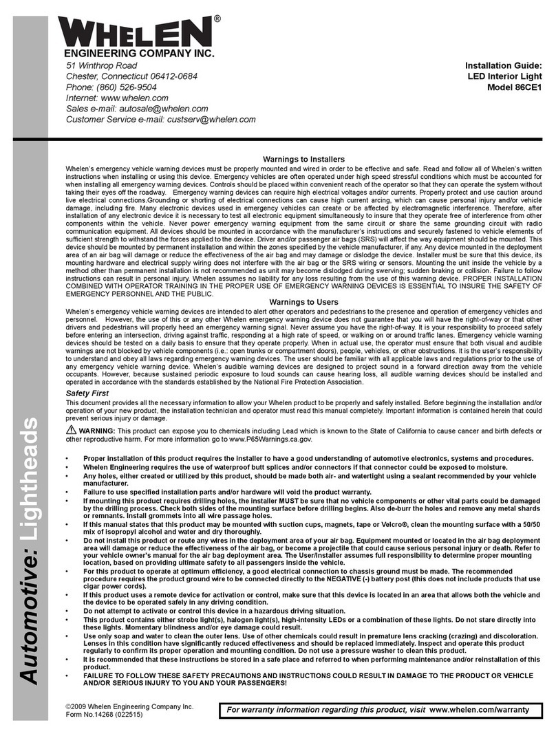 Whelen Engineering Company 86CE1 User manual