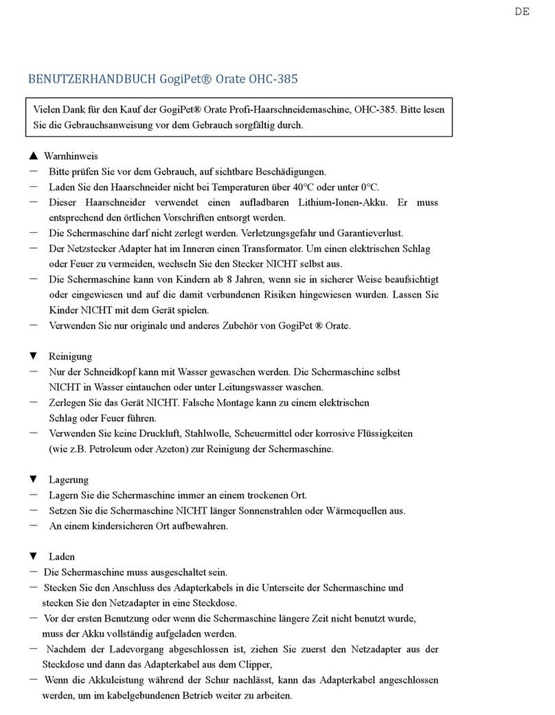 GogiPet Orate OHC-385 user manual