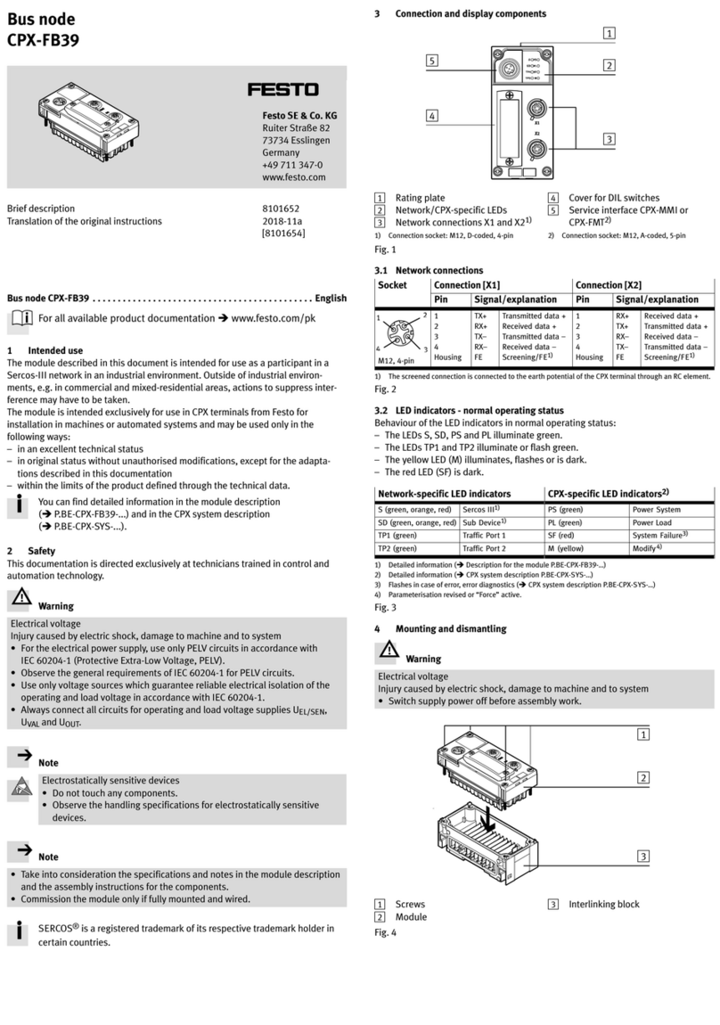Festo CPX-FB39 Brief description, Translation of the original instructions Festo CPX-FB39 Brief description, Translation of the original instructions