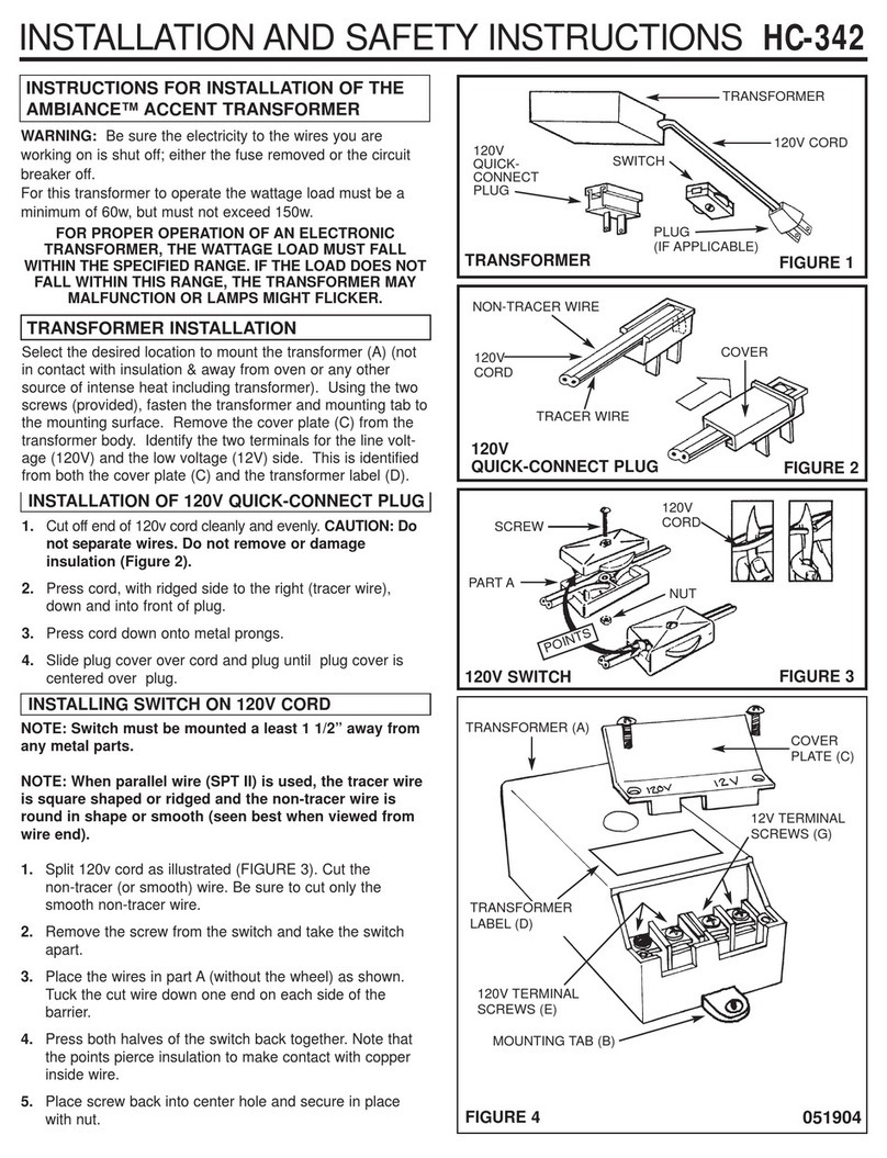 Sea gull lighting AMBIANCE HC-342 Installation and safety instructions Sea gull lighting AMBIANCE HC-342 Installation and safety instructions