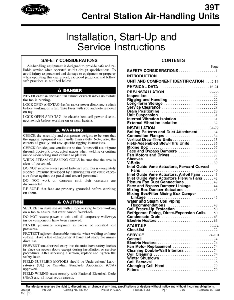 Carrier 39T Dimensions and installation guide Carrier 39T Dimensions and installation guide