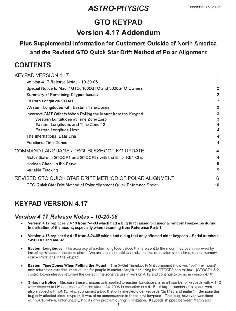 ASTRO-PHYSICS GTO KEYPAD Installation and operating instructions