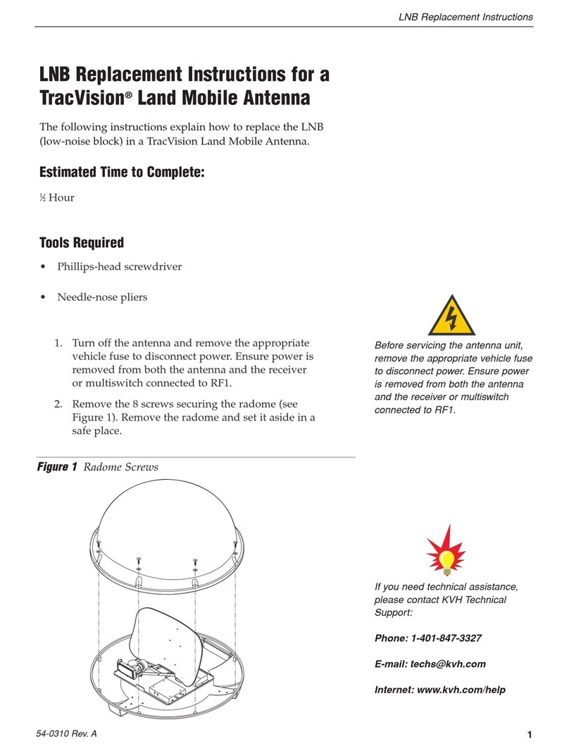 KVH Industries TracVision Land Mobile Antenna Replacement instructions