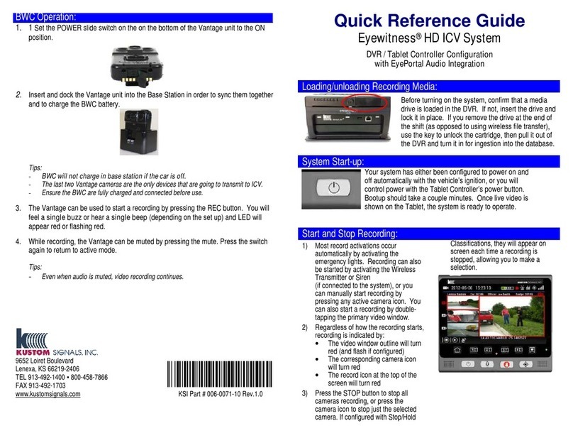 Kustom Signals Eyewitness HD ICV System Quick reference guide Kustom Signals Eyewitness HD ICV System Quick reference guide
